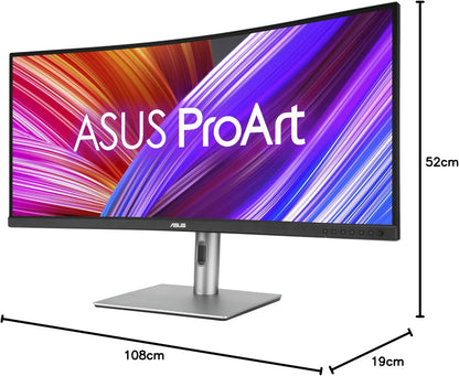 ASUS ProArt Display 34” Ultrawide Curved Professional HDR Monitor (PA34VCNV) - IPS, 21:9 3440 x 1440, 3800R Curve, 100% sRGB/Rec709, ΔE<2, Calman Verified, USB-C Docking PD 96W, RJ45(Certified Refurbished)