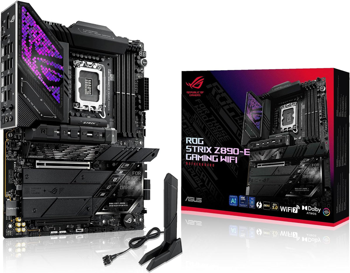 ASUS ROG Strix Z890-E Gaming WiFi Intel Z890 (LGA 1851) ATX Motherboard for Core Ultra (Series 2) (DDR5, PCIe 5.0, 7x M.2, Thunderbolt 4, WiFi 7, 5Gb LAN, AI Overclocking, Aura Sync) (Certified Refurbished)