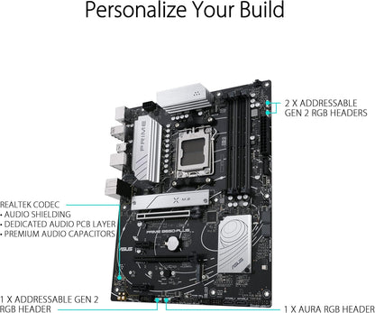 ASUS Prime B650-PLUS AMD B650(Ryzen 7000) ATX Motherboard(DDR5,PCIe 5.0 M.2,2.5Gb Ethernet,DisplayPort, HDMI, USB 3.2 Gen 2 Type-C, Front USB 3.2 Gen 1 Type-C, BIOS FlashbackTM, USB4 Support) (Certified Refurbished)