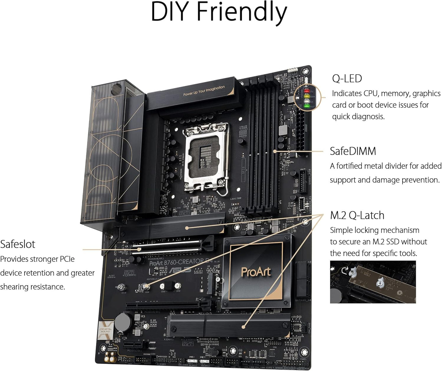 ASUS ProArt B760-CREATOR D4 Intel LGA 1700(13th and 12th Gen) ATX Content Creator Motherboard (Certified Refurbished)