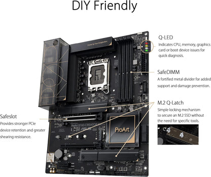 ASUS ProArt B760-CREATOR D4 Intel LGA 1700(13th and 12th Gen) ATX Content Creator Motherboard (Certified Refurbished)