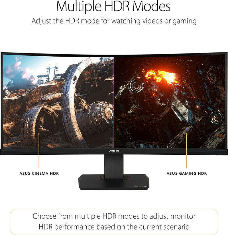 Computer Monitor 35 Inch Flat Asus TUF Gaming VG35VQ Gaming Monitor – 35 inch WQHD (3440x1440), 100H ...