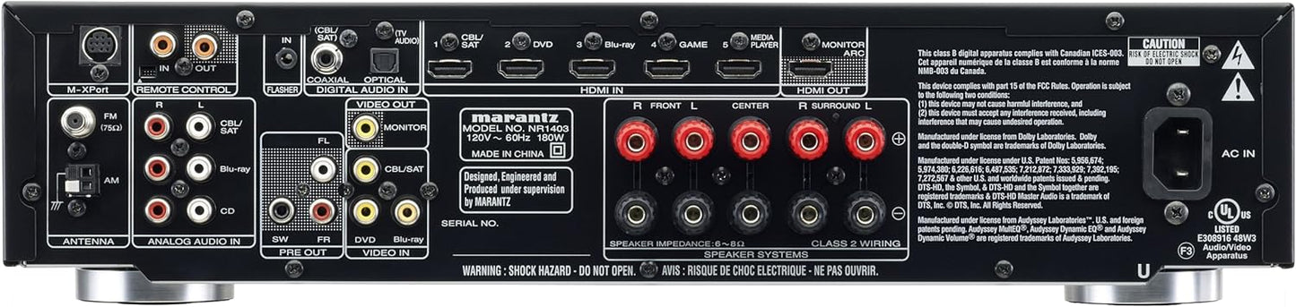 Marantz NR1403 Slim Line 5.1-Channel Home Theater AV Receiver (Certified Refurbished)