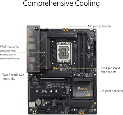 ASUS ProArt B760-CREATOR D4 Intel LGA 1700(13th and 12th Gen) ATX Content Creator Motherboard (Certified Refurbished)