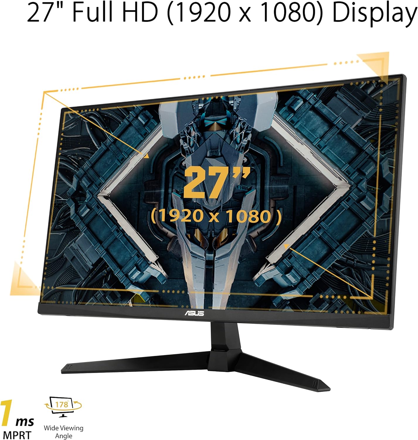 ASUS TUF Gaming 27” 1080P Gaming Monitor (VG277Q1A) - Full HD, 165Hz (Supports 144Hz), 1ms, Extreme Low Motion Blur, FreeSync Premium, Shadow Boost, Eye Care, HDMI, DisplayPort, Tilt Adjustable (Certified Refurbished)