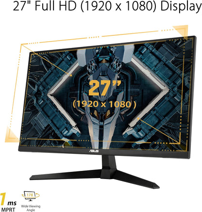 ASUS TUF Gaming 27” 1080P Gaming Monitor (VG277Q1A) - Full HD, 165Hz (Supports 144Hz), 1ms, Extreme Low Motion Blur, FreeSync Premium, Shadow Boost, Eye Care, HDMI, DisplayPort, Tilt Adjustable (Certified Refurbished)