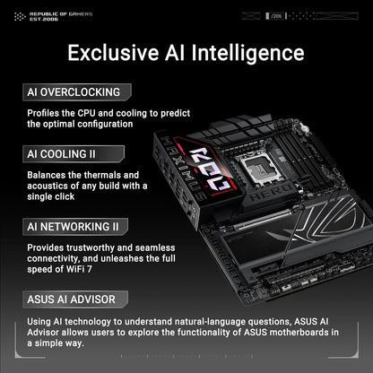 ASUS ROG Maximus Z890 Hero Intel Z890 (LGA 1851) ATX Motherboard for Core Ultra (Series 2) (DDR5, PCIe 5.0, 6x M.2, 2x Thunderbolt 4, WiFi 7, 5Gb + 2.5Gb LAN, AI Overclocking, Q-Design) (Certified Refurbished)