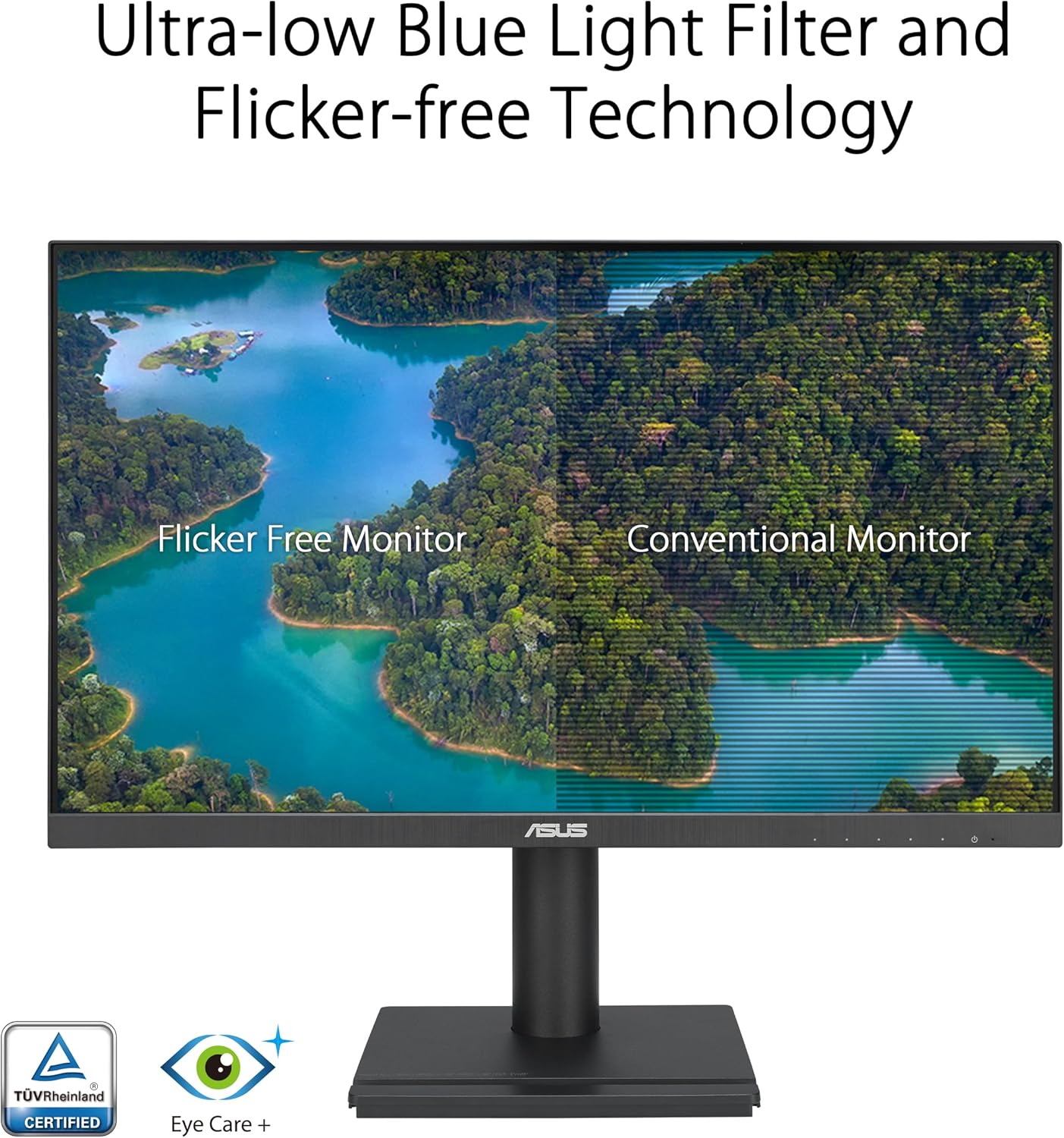 ASUS VA24DQFS Business Monitor – 24-inch (23.8-inch viewable), IPS, Full HD, Frameless, 100Hz, Adaptive-Sync, 1ms MPRT, HDMI, DisplayPort, VGA, Low Blue Light, Flicker Free, Ergonomic Design, Wall Mountable (Certified Refurbished)