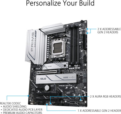 ASUS Prime X670-P Socket AM5 (LGA 1718) Ryzen 7000 ATX Motherboard(DDR5, 3xM.2 Slots, USB 3.2 Gen 2x2 Type-C, USB4 Header, and 2.5Gb Ethernet) (Certified Refurbished)