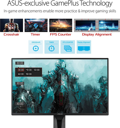 ASUS VG258QR 24.5” Gaming Monitor, 1080P Full HD, 165Hz (Supports 144Hz), G-SYNC Compatible, 0.5ms, Extreme Low Motion Blur, Eye Care, DisplayPort HDMI DVI-D (Certified Refurbished)