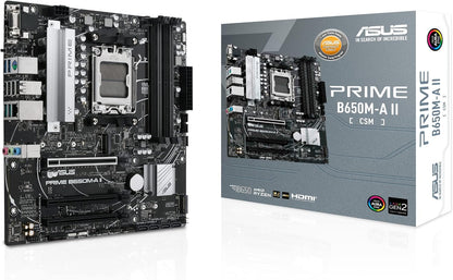 ASUS PRIME B650M-A II-CSM Micro-ATX commercial motherboard,DDR5 6400+(OC),PCIe 5.0 M.2 support,Realtek 2.5Gb LAN,DisplayPort,VGA,HDMI, USB 3.2 Gen 2 ports (Certified Refurbished)