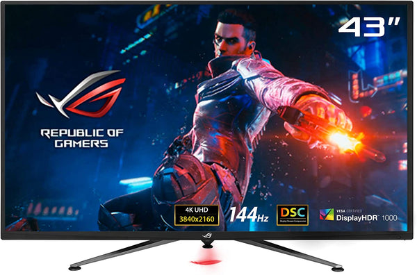 Asus ROG Swift PG43UQ Gaming Monitor — 43-inch 4K UHD (3840 x 2160), 144Hz, G-SYNC Compatible, DSC, DisplayHDR™ 1000, DCI-P3 90%, Adaptive Sync, Shadow Boost (Certified Refurbished)