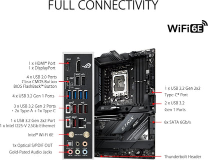 ASUS ROG Strix Z690-E Gaming WiFi 6E LGA 1700(Intel 12th Gen) ATX gaming motherboard(PCIe 5.0,DDR5,2.5 Gb LAN,Thunderbolt 4,5xM.2,1xPCIe 5.0 M.2,ROG Hyper M.2 Card,Front panel USB 3.2 Gen 2x2 Type-C) (Certified Refurbished)