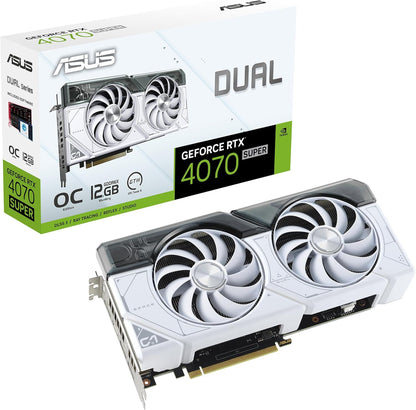 ASUS Dual GeForce RTX 4070 Super White OC Edition (PCIe 4.0, 12GB GDDR6X, DLSS 3, HDMI 2.1a, DisplayPort 1.4a, 2.56-Slot Design, Axial-tech Fan Design, Auto-Extreme Technology, and More) (Certified Refurbished)