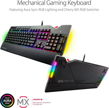 ASUS ROG Strix Flare (Cherry MX Red) Aura Sync RGB Mechanical Gaming Keyboard with Switches, Customizable Badge, USB Pass Through and Media Controls (Certified Refurbished)