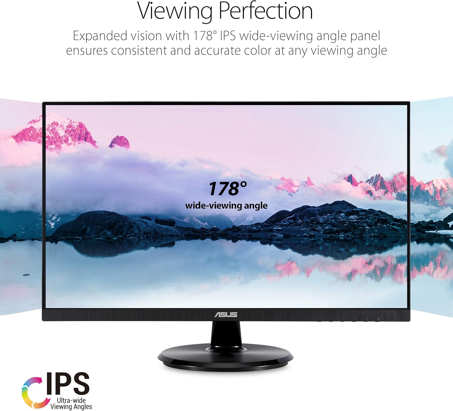 ASUS VA24DQ 23.8” Monitor, 1080P Full HD, 75Hz, IPS, Adaptive-Sync/FreeSync, Eye Care, HDMI DisplayPort VGA, Frameless, VESA Wall Mountable (Certified Refurbished)