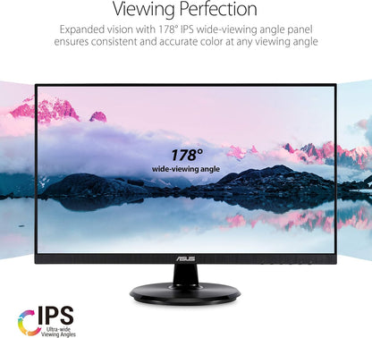 ASUS VA24DQ 23.8” Monitor, 1080P Full HD, 75Hz, IPS, Adaptive-Sync/FreeSync, Eye Care, HDMI DisplayPort VGA, Frameless, VESA Wall Mountable (Certified Refurbished)