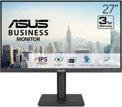 ASUS VA27DQFS Business Monitor – 27-inch, IPS, Full HD, Frameless, 100Hz, Adaptive-Sync, 1ms MPRT, HDMI, DisplayPort, VGA, Low Blue Light, Flicker Free, Ergonomic Design, Wall Mountable (Certified Refurbished)