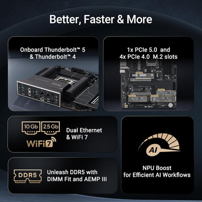 ASUS ProArt Z890-Creator WiFi Intel Z890 (LGA 1851) ATX Content Creator Motherboard for Core Ultra (Series 2) (DDR5, 2x PCIe 5.0 x16, 5x M.2, Thunderbolt 5, 10Gb + 2.5Gb LAN, WiFi 7) (Certified Refurbished)
