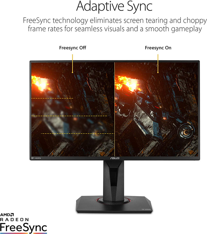 Asus TUF Gaming VG259Q Gaming Monitor – 25 inch (24.5 inch viewable) Full HD (1920x1080), 144Hz, IPS, Extreme Low Motion Blur™, Adaptive-sync, 1ms (MPRT)