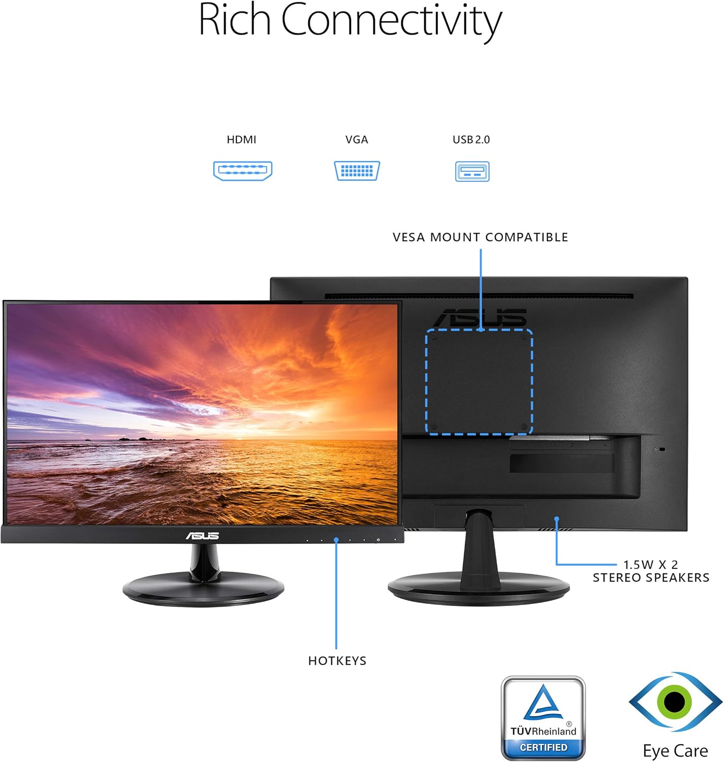 ASUS VT229H 21.5" LCD Touchscreen Monitor - 16:9 - 5 ms GTG (Certified Refurbished)