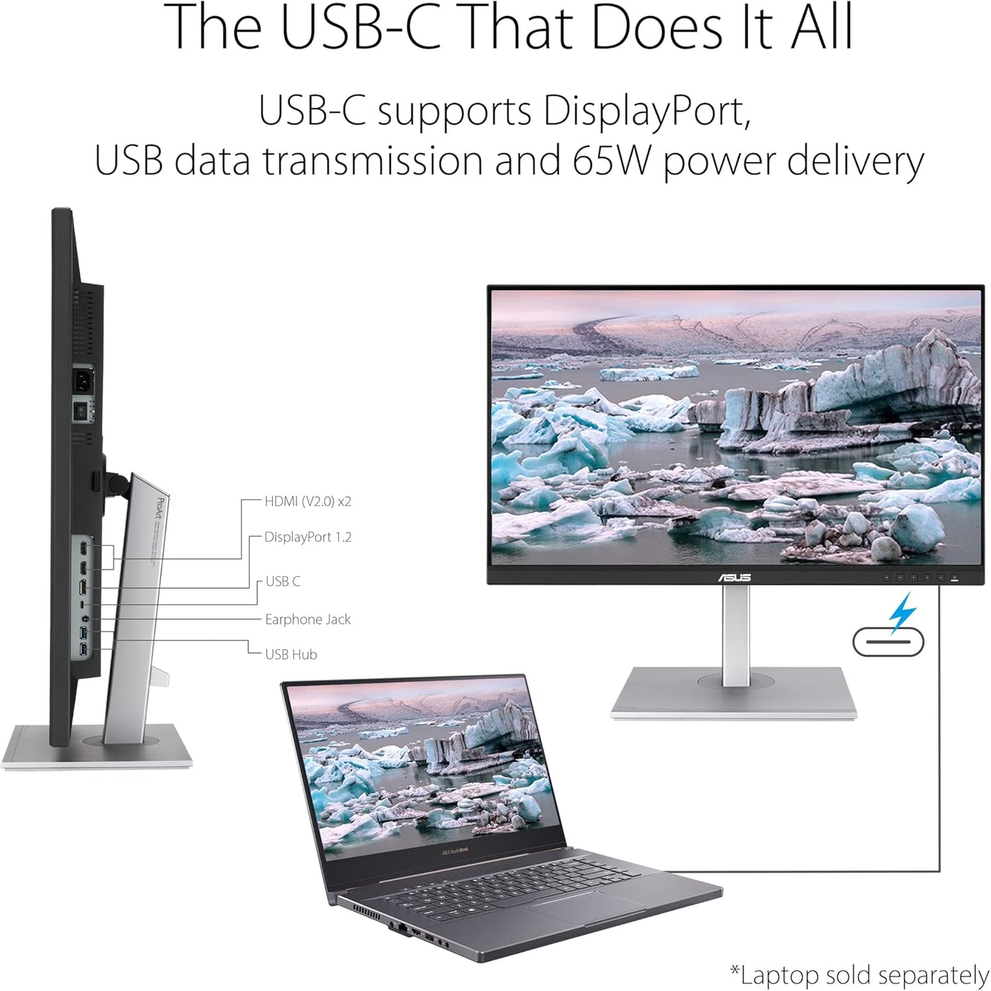 ASUS ProArt Display PA279CV 27” 4K HDR UHD (3840 x 2160) Monitor, IPS, 100% sRGB/Rec. 709, ΔE < 2, USB-C DisplayPort HDMI USB hub, Calman Verified, Eye Care, Tilt Pivot Swivel Height Adjustable (Certified Refurbished)