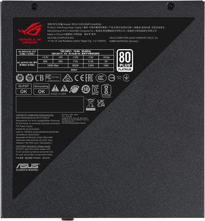 ASUS ROG Thor 850W Platinum II Fully Modular Gaming Power Supply (80 Plus Platinum, OLED Power Display, Aura Sync ARGB, ROG Heatsinks, 0dB Technology, Lambda A++) (Certified Refurbished)