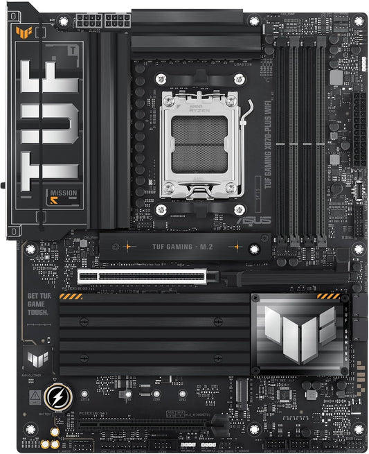 ASUS TUF Gaming X870-PLUS WiFi AMD AM5 X870 ATX Motherboard, 16+2+1, 80A SPS Power Stages, DDR5, PCIe 5.0 Ready, Four M.2 Slots, Wi-Fi 7, 2.5Gb LAN, HDMI, USB4 40Gbps, SATA 6 Gbps, USB 20Gbps Type-C (Certified Refurbished)