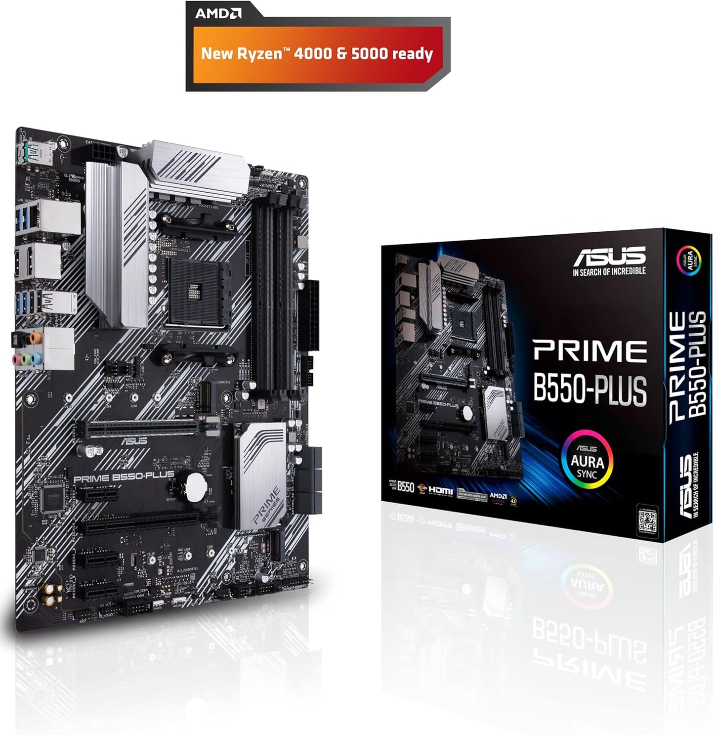 ASUS Prime B550-PLUS AMD AM4 Zen 3 Ryzen 5000 & 3rd Gen Ryzen ATX Motherboard (Certified Refurbished)