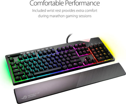 ASUS ROG Strix Flare (Cherry MX Red) Aura Sync RGB Mechanical Gaming Keyboard with Switches, Customizable Badge, USB Pass Through and Media Controls (Certified Refurbished)