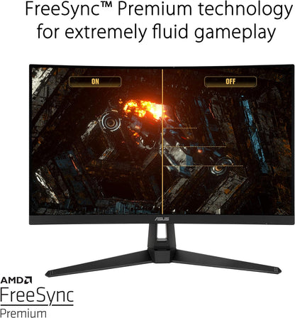 Asus TUF Gaming VG27WQ1B 27 inch Monitor | 2560 x 1440 | 165Hz, 144Hz | Extreme Low Motion Blur, HDR, Curved, FreeSync Premium | DisplayPort, HDMI | Speaker | (Certified Refurbished)