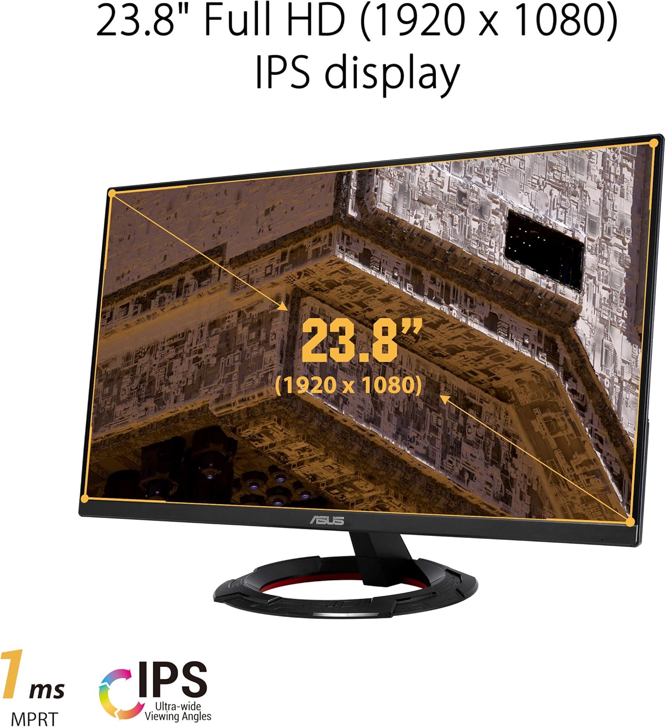 ASUS TUF Gaming 23.8” 1080P Monitor (VG249Q1R) - Full HD, IPS, 165Hz (Supports 144Hz), 1ms, Extreme Low Motion Blur, Speaker, FreeSync Premium, Shadow Boost, VESA Mountable, DisplayPort, HDMI (Certified Refurbished)