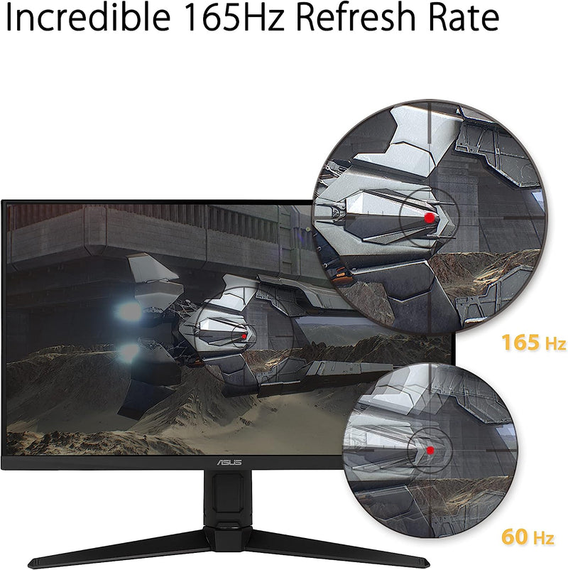 ASUS TUF Gaming 23.8” 1080P Monitor (VG247Q1A) - Full HD, 165Hz (Supports 144Hz), 1ms, Extreme Low Motion Blur, Adaptive-sync, FreeSync Premium, Shadow Boost, Speakers, Eye Care, HDMI, DisplayPort (Certified Refurbished)
