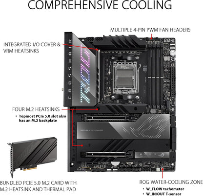 ASUS ROG Crosshair X670E Hero AMD AM5 X670E ATX Gaming Motherboard for Ryzen 9000/8000/7000 (18+2 Power Stages, DDR5, PCIe 5.0, 5x M.2, USB4, WiFi 6E, 2.5Gb LAN, AI Overclocking) (Certified Refurbished)