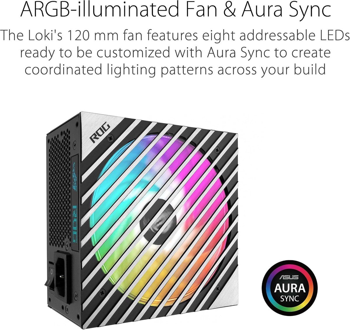 ASUS ROG Loki 1000W SFX-L 80 Plus Platinum Fully Modular Power Supply (ATX 3.0, PCIe 5.0 16-pin Cable, 120mm PWM ARGB Fan, Aura Sync, SFX-to-ATX Bracket) (Certified Refurbished)