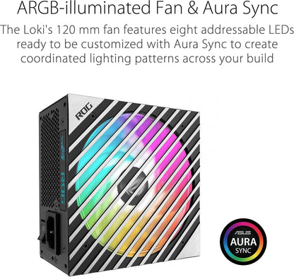 ASUS ROG Loki 1000W SFX-L 80 Plus Platinum Fully Modular Power Supply (ATX 3.0, PCIe 5.0 16-pin Cable, 120mm PWM ARGB Fan, Aura Sync, SFX-to-ATX Bracket) (Certified Refurbished)