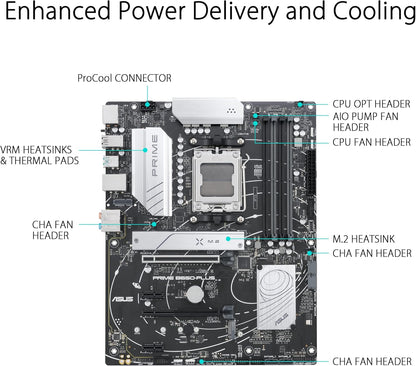 ASUS Prime B650-PLUS AMD B650(Ryzen 7000) ATX Motherboard(DDR5,PCIe 5.0 M.2,2.5Gb Ethernet,DisplayPort, HDMI, USB 3.2 Gen 2 Type-C, Front USB 3.2 Gen 1 Type-C, BIOS FlashbackTM, USB4 Support) (Certified Refurbished)