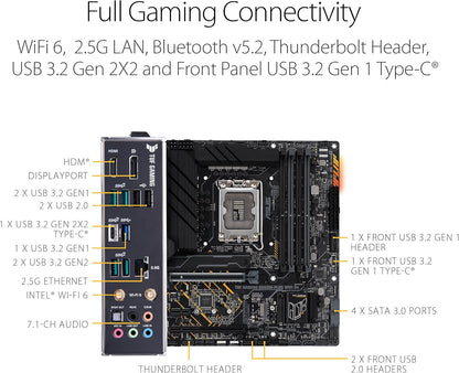 ASUS TUF GAMING B660M-PLUS WIFI D4 LGA 1700(Intel 12th Gen) mATX Gaming Motherboard (PCIe 5.0,DDR4,2xPCIe 4.0 M.2 Slots,WiFi 6,2.5 Gb LAN,Front USB 3.2 Gen 1 Type-C,Two-way AI Noise Cancelation) (Certified Refurbished)