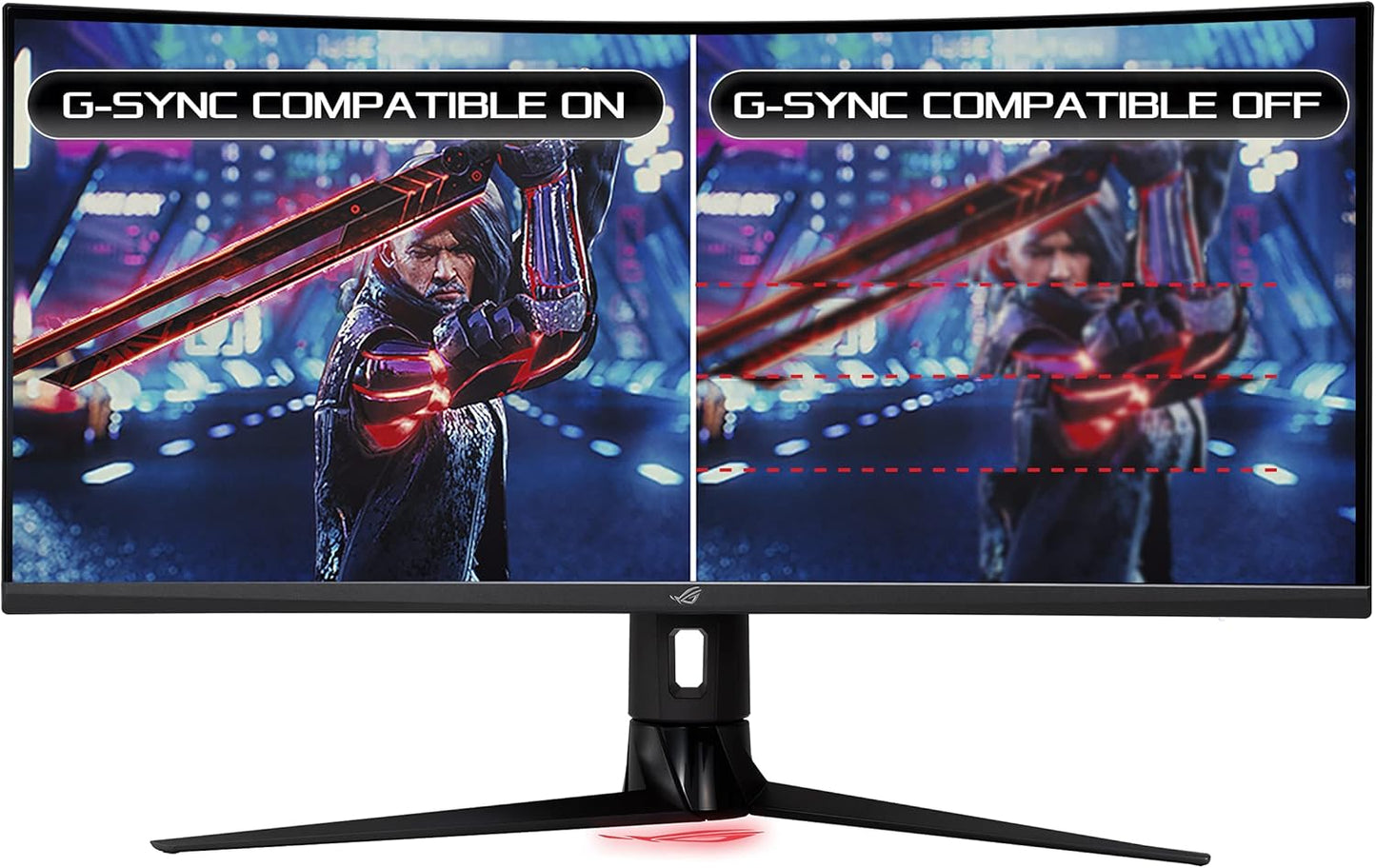ASUS ROG Strix 34” Ultra-Wide Gaming Monitor (XG349C) - UWQHD (3440 x 1440), 180Hz, 1ms, Extreme Low Motion Blur Sync, 135% sRGB, G-SYNC, HDR 400, Eye Care, USB-C, DisplayPort, HDMI (Certified Refurbished)