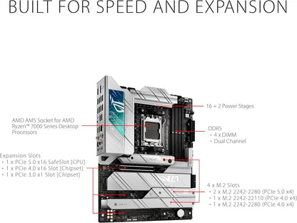 ASUS ROG Strix X670E-A Gaming WiFi 6E Socket AM5 (LGA 1718) Ryzen 7000 Gaming Motherboard(16+2 Power Stages,PCIe® 5.0, DDR5,4xM.2 Slots,USB 3.2 Gen 2x2, WiFi 6E, AI Cooling II) (Certified Refurbished)