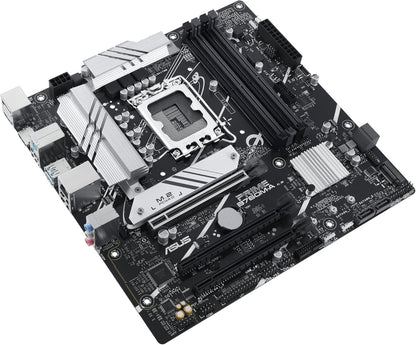 ASUS PRIME B760M-A Intel B760 (LGA 1700) mATX motherboard with PCIe 4.0, DDR5, two M.2 slots, Realtek 2.5Gb Ethernet, DisplPort, Dual HDMI, SATA 6 Gbps, rear USB 3.2 Gen 2, front USB 3.2 Gen 1 Type-C, Aura Sync (Certified Refurbished)