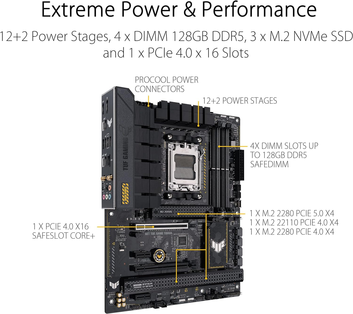 ASUS TUF Gaming B650-PLUS WiFi AMD B650 AM5 Ryzen Desktop 9000 8000 and 7000 ATX Motherboard, 14 Power Stages, PCIe 5.0 M.2, DDR5 Memory, WiFi 6 and 2.5 Gb Ethernet, USB4 Support Aura Sync  (Certified Refurbished)