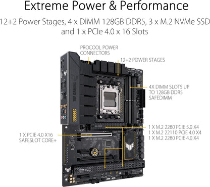 ASUS TUF Gaming B650-PLUS WiFi AMD B650 AM5 Ryzen Desktop 9000 8000 and 7000 ATX Motherboard, 14 Power Stages, PCIe 5.0 M.2, DDR5 Memory, WiFi 6 and 2.5 Gb Ethernet, USB4 Support Aura Sync  (Certified Refurbished)