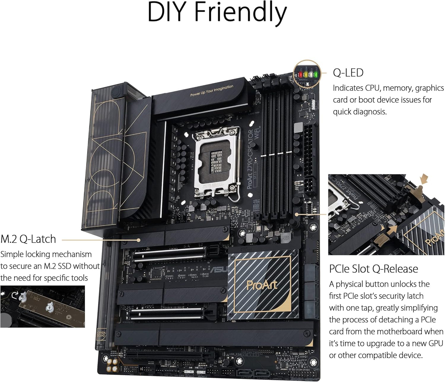 ASUS ProArt Z790-Creator WiFi 6E LGA 1700(Intel® 12th&13th Gen) ATX Content Creator Motherboard(PCIe 5.0,DDR5,2X Thunderbolt™ 4,10G&2.5G LAN,4xM.2/NVMe SSD,Front Panel USB 3.2 Gen2x2 Type-C) (Certified Refurbished)