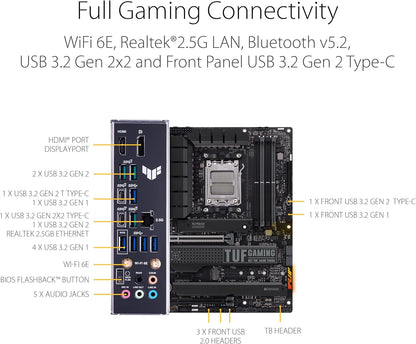 ASUS TUF Gaming X670E-PLUS WiFi 6E Socket AM5 (LGA 1718) Ryzen 7000 ATX Gaming Motherboard(16 Power Stages, PCIe 5.0, DDR5 Memory, Four M.2 Slots,2.5 Gb LAN,USB 4, Aura RGB Lighting) (Certified Refurbished)