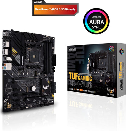 ASUS TUF GAMING B550-PLUS AMD AM4 (3rd Gen RyzenTM) ATX gaming motherboard (PCIe 4.0, 2.5Gb LAN, HDMI 2.1, BIOS FlashBack, USB 3.2 Gen 2, Addressable Gen 2 RGB header and AURA Sync) (Certified Refurbished)