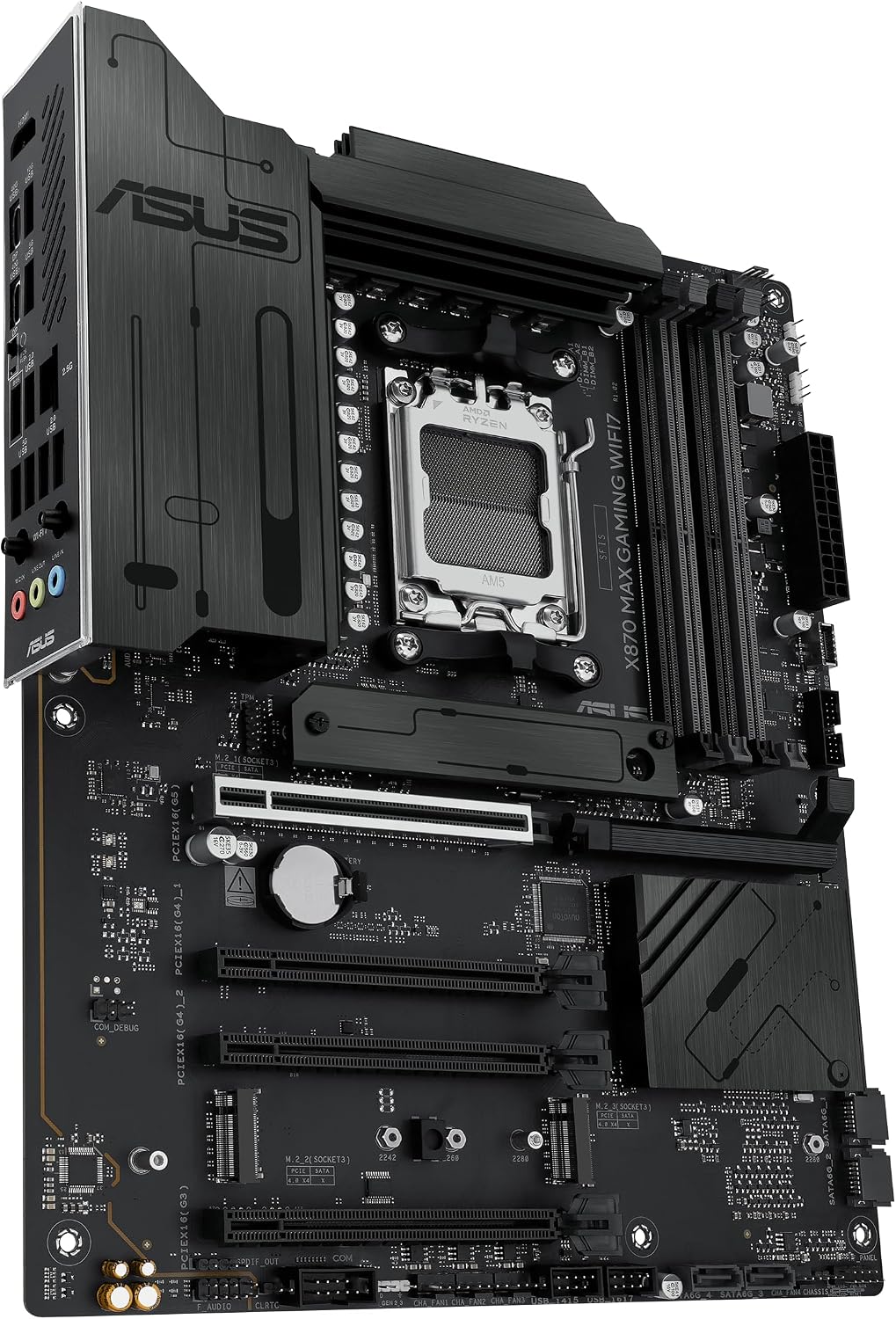 ASUS X870 MAX Gaming WIFI7 AMD AM5 ATX Motherboard, 12+2+1 80A DrMOS, DDR5, PCIe 5.0 x16 Q-Release, 3X M.2, Wi-Fi 7 Q-Antenna, 2.5Gb LAN, USB4 Type-C, USB-C 20Gbps, BIOS Flashback, Aura Sync (Certified Refurbished)