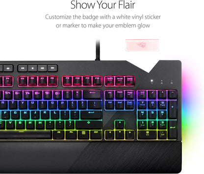 ASUS ROG Strix Flare (Cherry MX Red) Aura Sync RGB Mechanical Gaming Keyboard with Switches, Customizable Badge, USB Pass Through and Media Controls (Certified Refurbished)