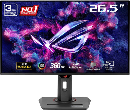 ASUS ROG Strix 27” 1440P Gaming Monitor (XG27ACDNG) - QHD (2560 x 1440), QD-OLED, 360Hz, 0.03ms, G-SYNC Compatible, FreeSync Premium Pro, DisplayHDR True Black 400 (Certified Refurbished)