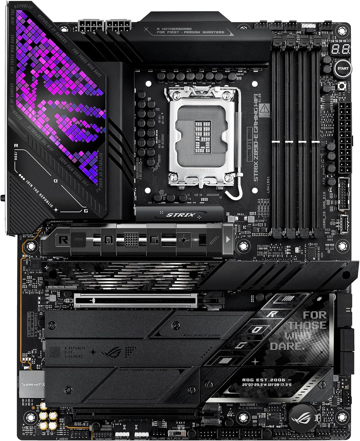ASUS ROG Strix Z890-E Gaming WiFi Intel Z890 (LGA 1851) ATX Motherboard for Core Ultra (Series 2) (DDR5, PCIe 5.0, 7x M.2, Thunderbolt 4, WiFi 7, 5Gb LAN, AI Overclocking, Aura Sync) (Certified Refurbished)